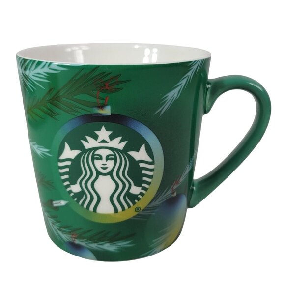 Starbucks Christmas Mug Green 18oz Tree Limbs Lights Ornaments Holiday 2020 - Picture 1 of 10